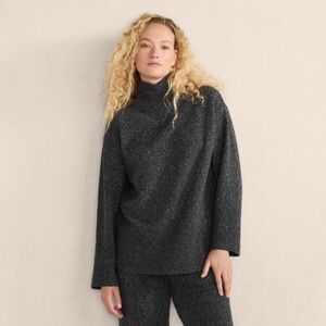 Haven Well Within Organic Cotton Crossover Turtleneck Sweater Size L Split Back